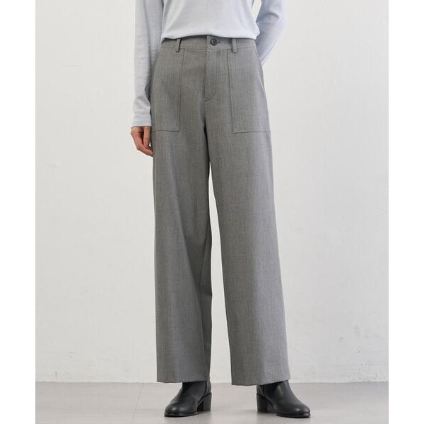 パンツ シャンブレー2wayストレッチ ワイド ストレート パンツ レディース