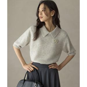 ニット セーター スパンコールヤーン 5分袖ニット レディース