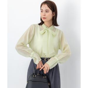ブラウス シャツ シャイニーオーガンボウタイ付き ブラウス レディース