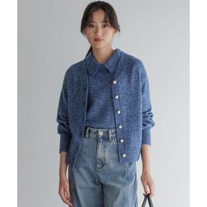 カーディガン スパンコールヤーン カーディガン レディース