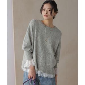 ニット セーター コットンカシミヤMIX クルーネックニット レディース