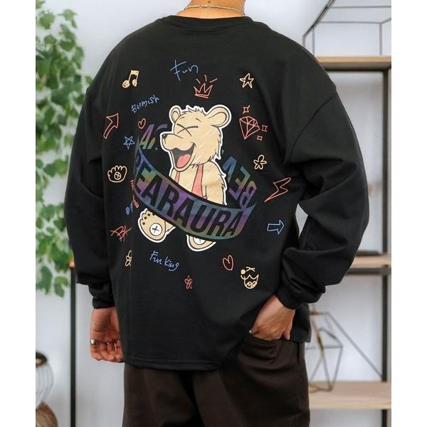 tシャツ 「GROOVY STORE」袖＆バックプリントワイドシルエットロングスリーブT　韓国系 速...