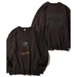 セーター ニット 「Disney/ディズニー」ユーズド風アートワークデザイン プリントニット セーター メンズ レディース