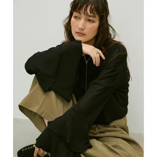 Stretch velour flared sleeve top / ストレッチベロアフレアスリーブ...