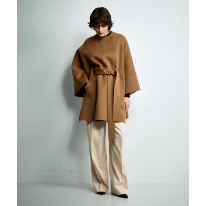 ポンチョ ESTNATION / ウールカシミヤ ベルトポンチョ レディース