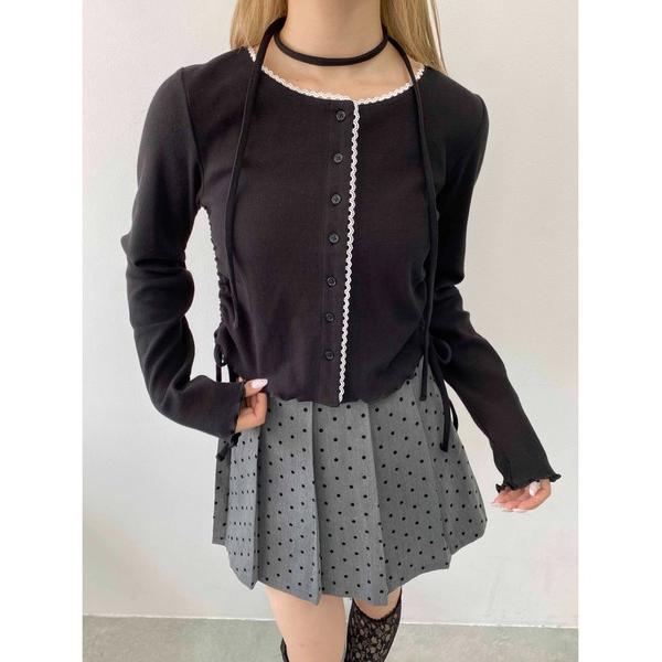 カーディガン 「セットアップ対応」チョーカーセット レースポイントリブカーディガン レディース