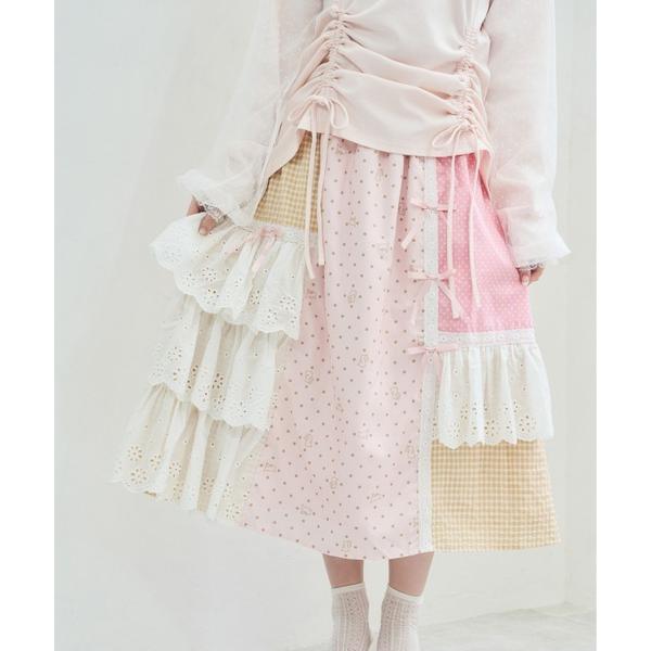 スカート angel bunny frill patchwork skirt