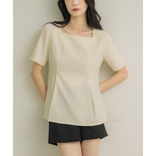tシャツ 「着るだけでシルエット美人」スクエアペプラム レディース