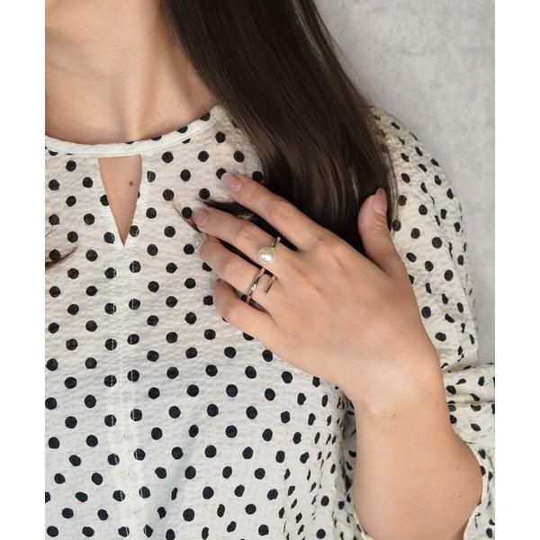 指輪 リング 「earyear」Wave Pearl Design Double Finger Ri...