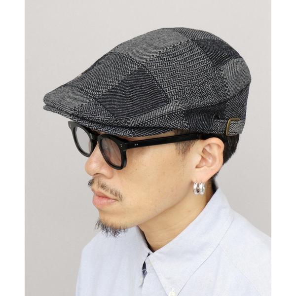 帽子 ベレー帽 ウール混 パッチワーク風 ヘリンボーン ハンチング メンズ レディース