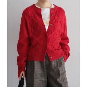 カーディガン ダイヤクロスニット　ショートクルーカーデ レディース
