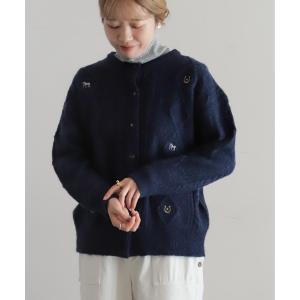 カーディガン モヘヤミックス　ホース刺繍カーデ レディース