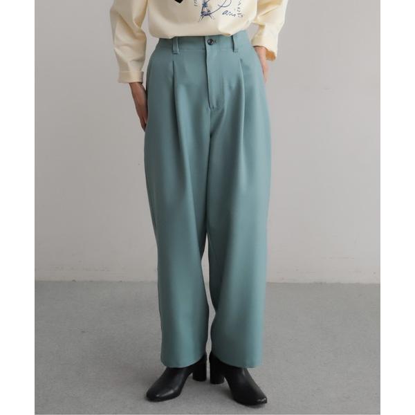 パンツ ポリエステルツイル　タックパンツ レディース