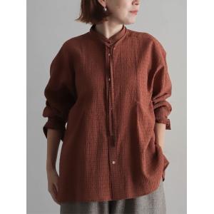 ブラウス タイ付きチェックシャツ レディース