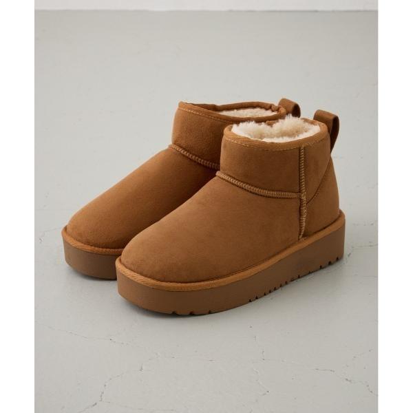 ブーツ 厚底ムートンショートブーツ レディース