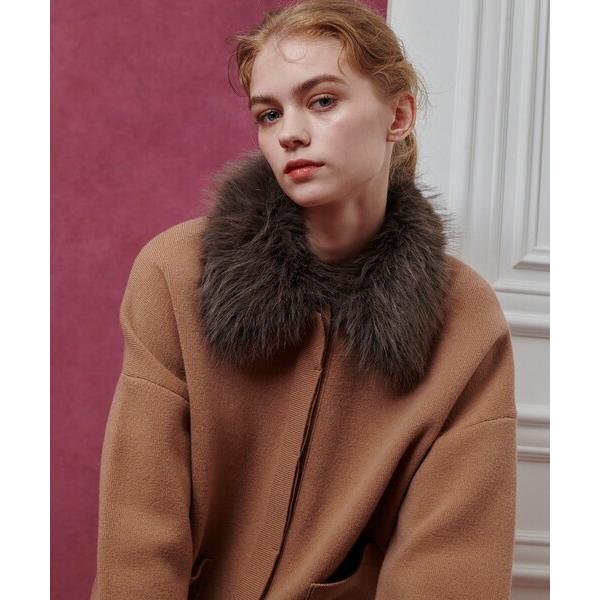 ダッフルコート コート 「LOULOU WILLOUGHBY」ファー衿ニットショートコート レディー...