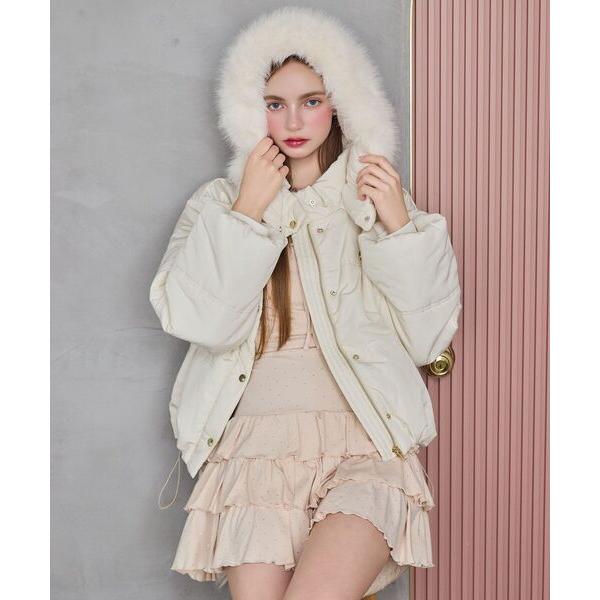 ダウンコート ダウンジャケット 2way中綿フードブルゾン レディース