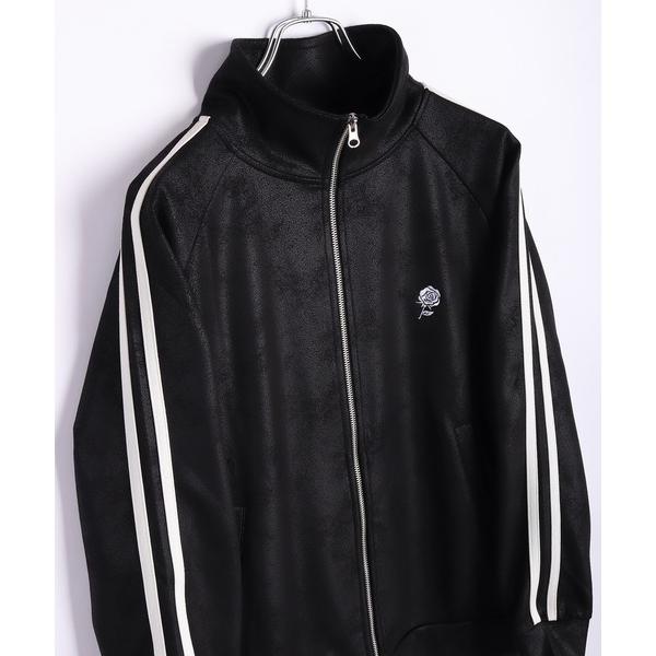 ジャージ PUレザー風 トラックジャケット トライバル 薔薇 メンズ レディース