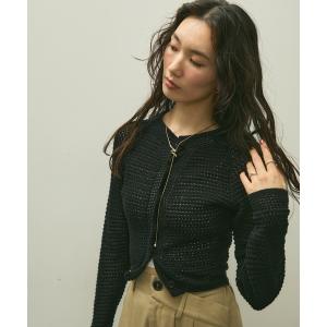 カーディガン Basket knit cardigan with raglan sleeves / バスケット編みラグランカーディガン レディース