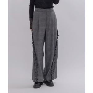 スラックス パンツ アーチフリルスラックスパンツ レディース