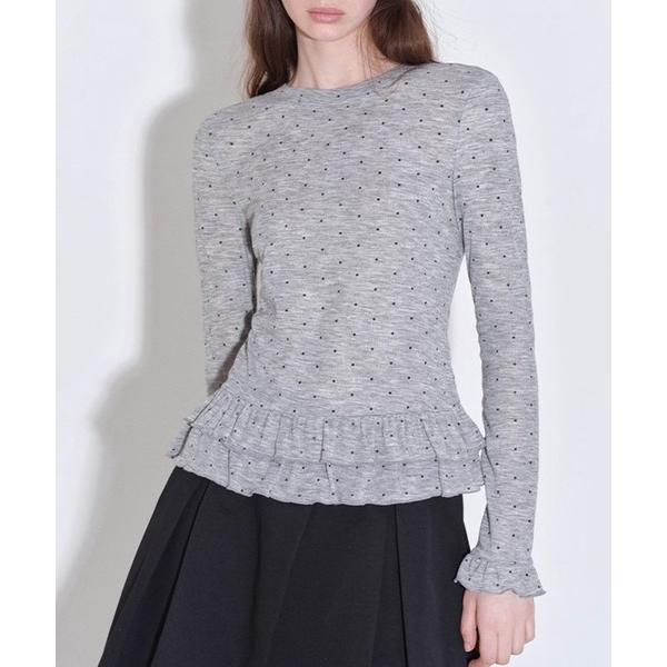 tシャツ フリルヘム ドット柄 ラウンドネックロングTシャツ FQ25S089「Fano Studi...