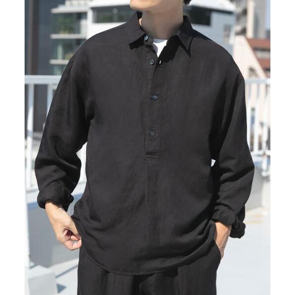 シャツ Linen Blend Pullover Shirts メンズ