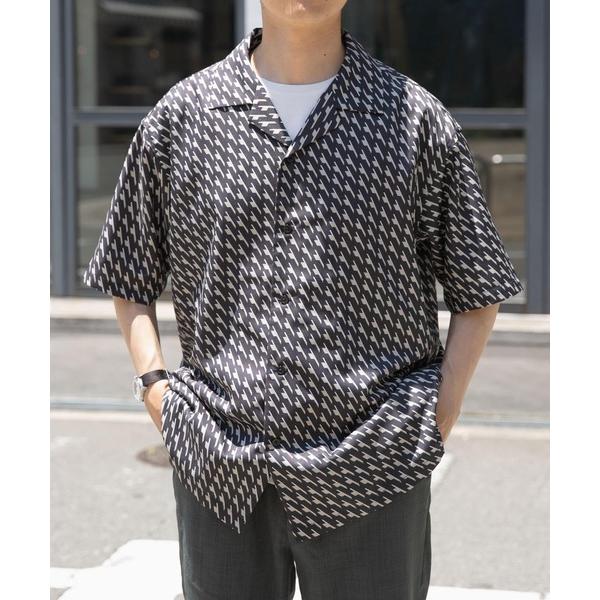 シャツ ジオメトリックプリントオープンカラーシャツA メンズ