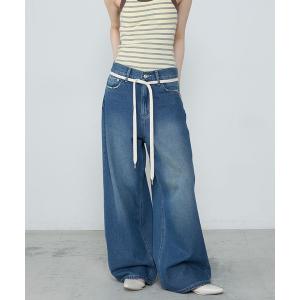 「le ELMi」 加工デニムパンツ FREE ブルー レディース