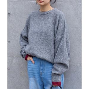 ニット セーター コクーン ミックスカラー オーバーサイズ クルーネック ニット レディース