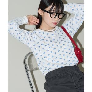 tシャツ JEMORGAN/ジェーイーモーガン ワッフル 花柄 ラグラン ロンT　限定展開 レディース