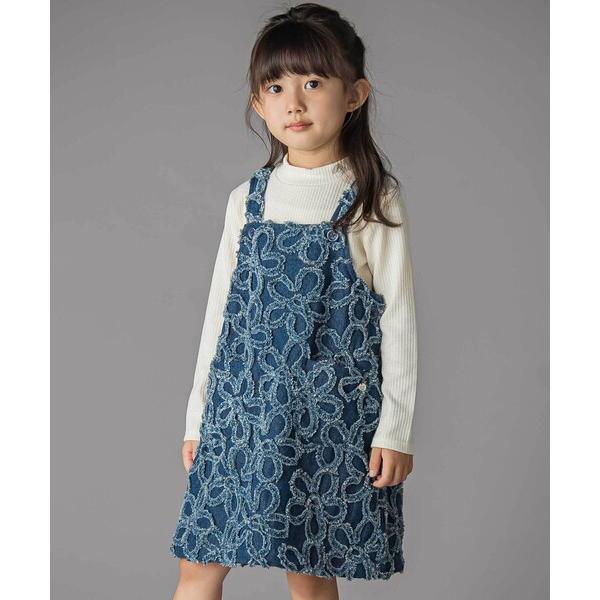 ワンピース 「店舗限定」花柄フリンジデニムジャンパースカート(95~150cm) キッズ 子供服 男...