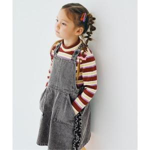 ジャンパースカート 「ジュニア対応」サイドフリルデニムジャンスカ キッズ 子供服 女の子