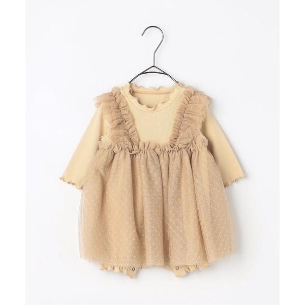 ベビー服 ロンパース 「リンク」ドットチュールフリルワンピロンパース