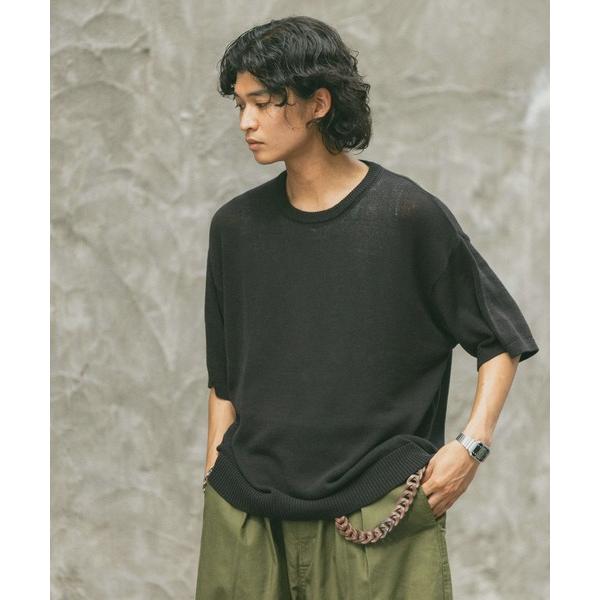 セーター ニット サマーニットクルーネックTシャツ メンズ