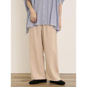 パンツ 「M/Lサイズ」レーヨン麻ゆるストレートパンツ レディース