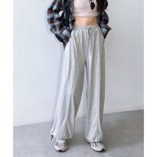 スウェットパンツ ジャージゆるっとシルエット 裾ドロスト付き らくちんスウェットパンツ レディース