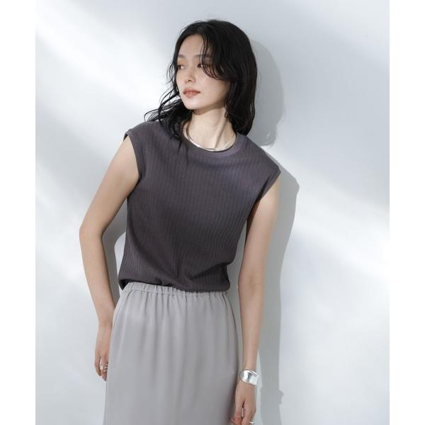 「NANO universe」 ノースリーブトップス M チャコール レディース