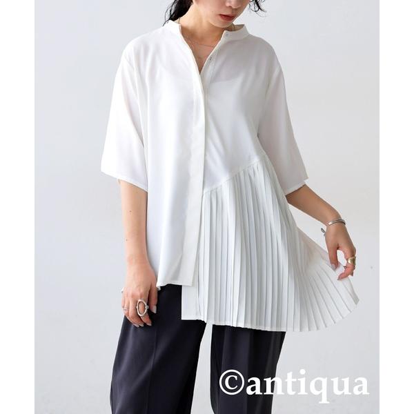 「antiqua」 「patterntorso」半袖ブラウス R ホワイト レディース