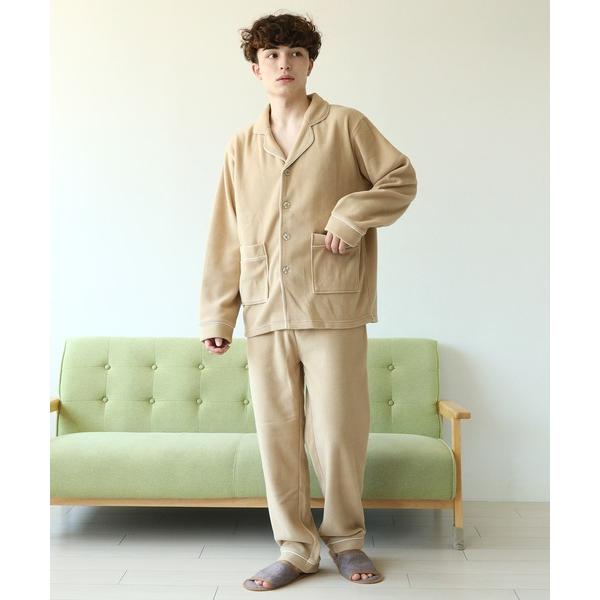 パジャマ 前開き 襟付き HIGHQUALITY FLEECE 暖か軽量 ハイクォリティ フリース ...