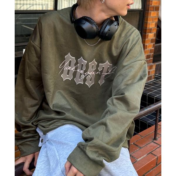 トレーナー スウェット ヴィンテージライクフェイクスウェードグラフィックロプリントスウェット メンズ