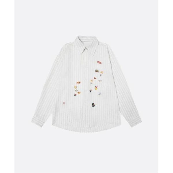 シャツ Sticker Design Stripe Shirt メンズ