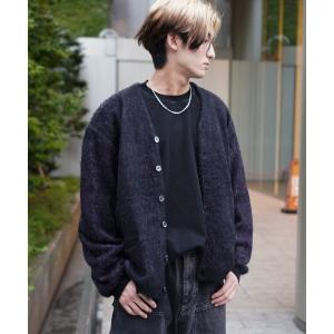 カーディガン TOWNCRAFT / タウンクラフト DAMAGED SOLID SHAGGY CARDIGAN ダメージ加工 無地 ソリッド シャギ