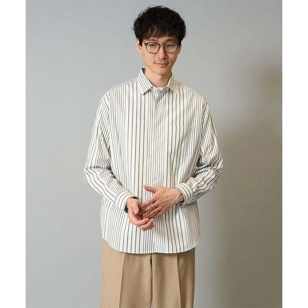 シャツ 「洗濯機で洗える」ランダムストライプツイルワイドシルエットシャツ メンズ