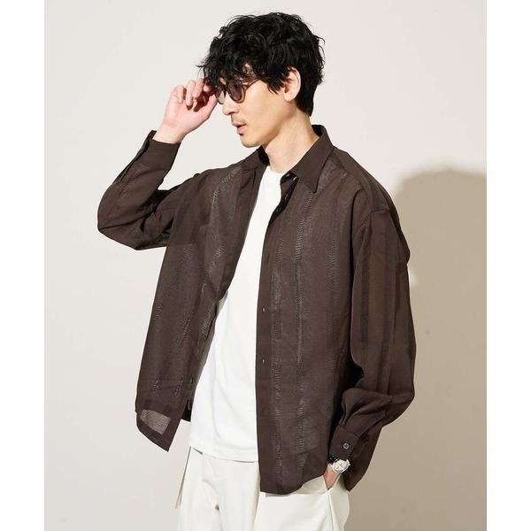 シャツ 「イージーケア/速乾」カラミストライプワイドシルエットシャツ「洗濯機で洗える」 メンズ