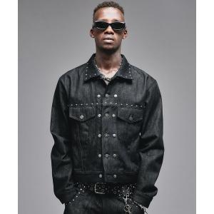 デニムジャケット gジャン Studs Design Rigid Denim Jacket / スタッズデザインリジッドデニムジャケット メンズ