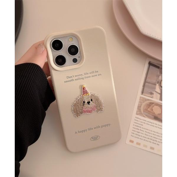 スマホケース ドッグ ワッペン 刺繍 iPhone ケース 13/14.15.16