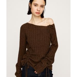 ニット セーター 「限定カラーあり」GATHER RIBBON KNIT TOPS ギャザー リボン ニットトップス 秋服 冬服 レディース