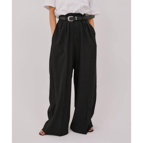 ワイドパンツ スラックス パンツ 2タックワイドスラックス レディース