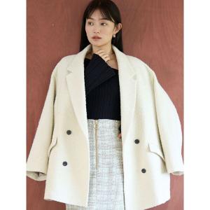 ジャケット テーラードジャケット ネップツイードオーバージャケットコート レディース