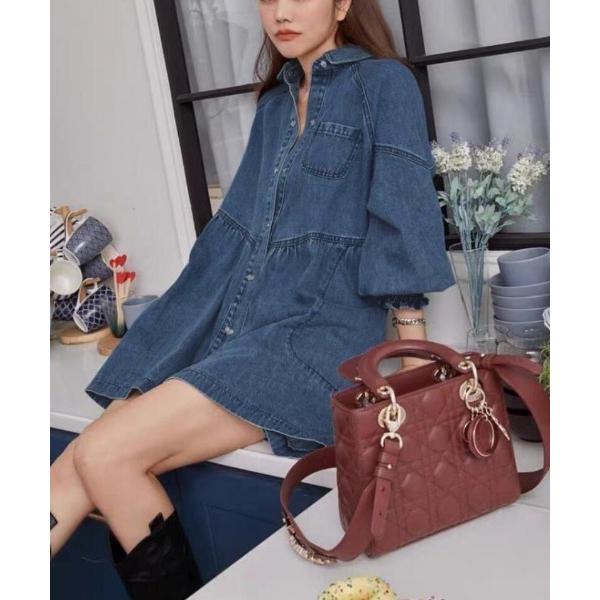 ワンピース シャツデザイン ルーズフィット デニムワンピース